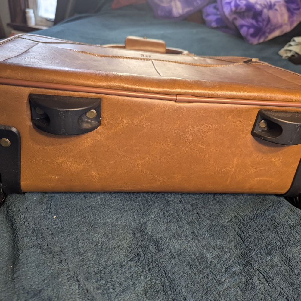 & Other Stories Cognac Leather Laptop Briefcase with Telescopic Handle - Picture 12 of 13